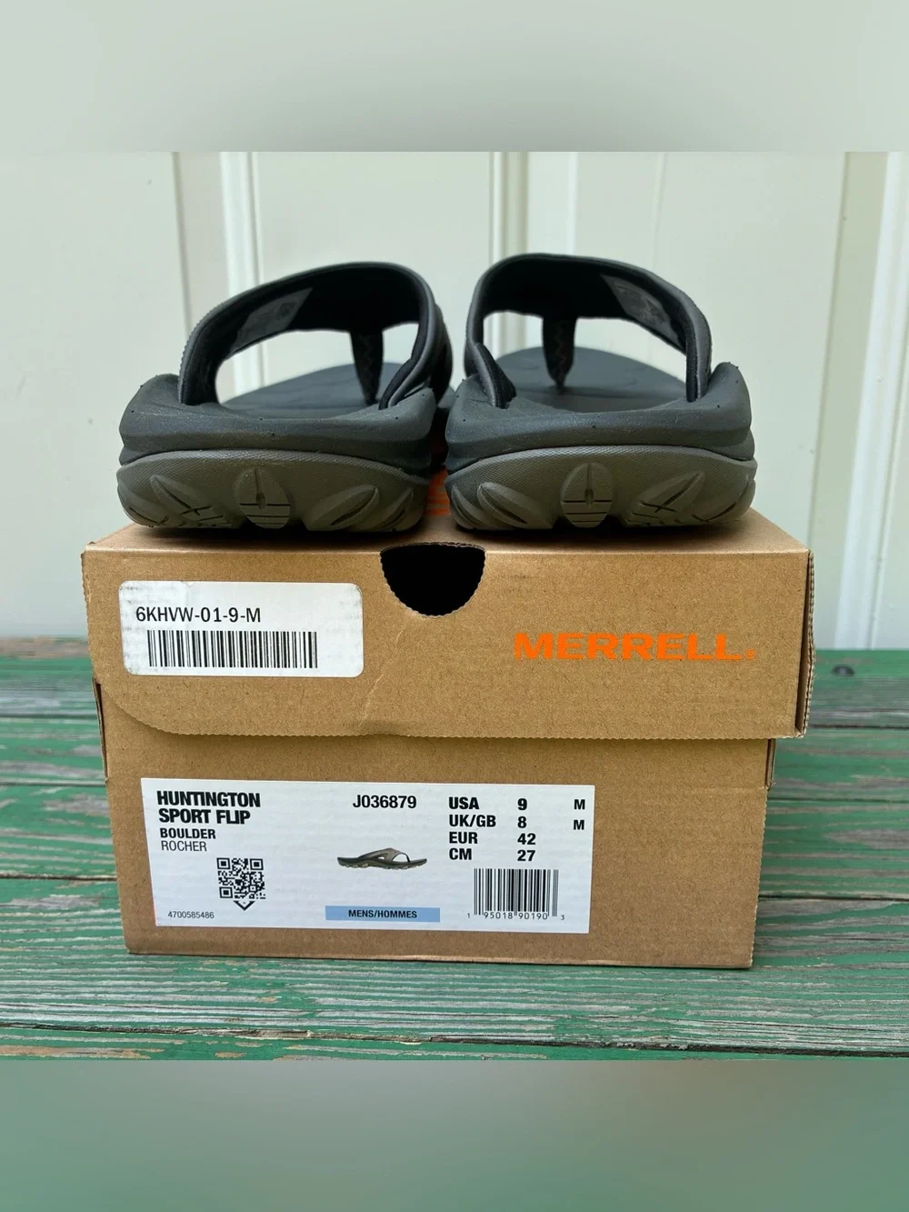 Merrell Mens Huntington Sport Flip Sandals Boulder Sz 9 Shoes